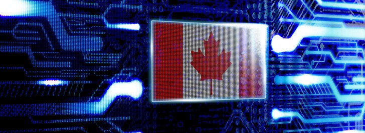 Technology and Canadian flag stock photo