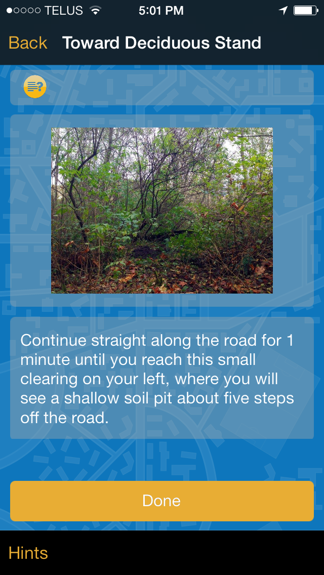 screenshot of a phone app page titled Toward Deciduous Stand