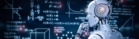 Robot looking at math equations