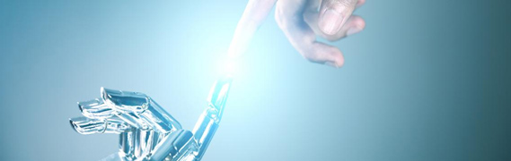 Robot and human touching index fingers