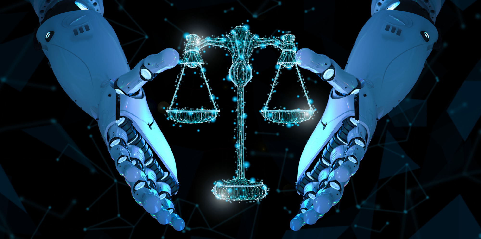Robot hands and Scales of Justice 