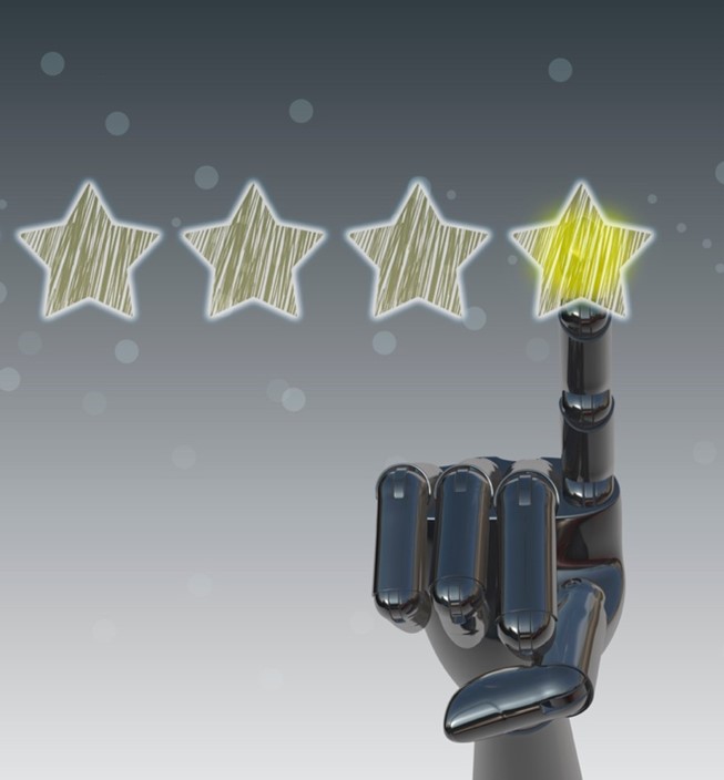 Robot hand touching a star