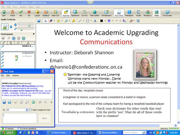 Welcome to Academic Upgrading Screen Shot