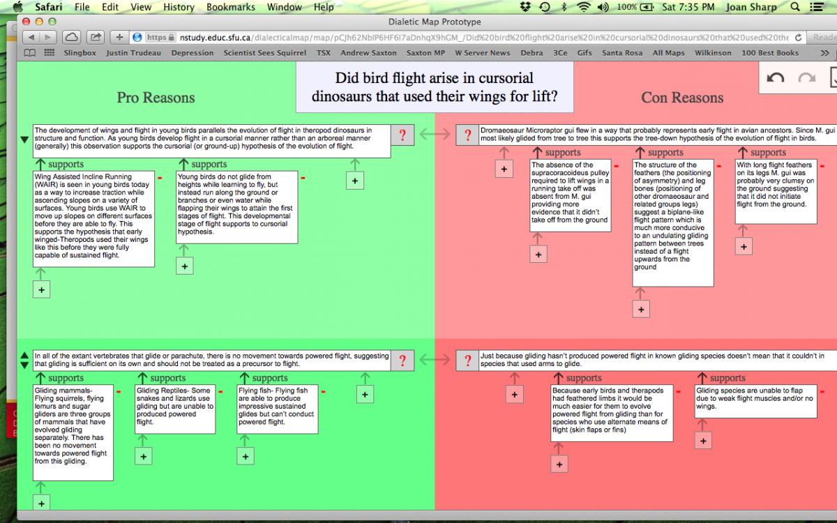 Screen shots from a third year student’s dialectical map