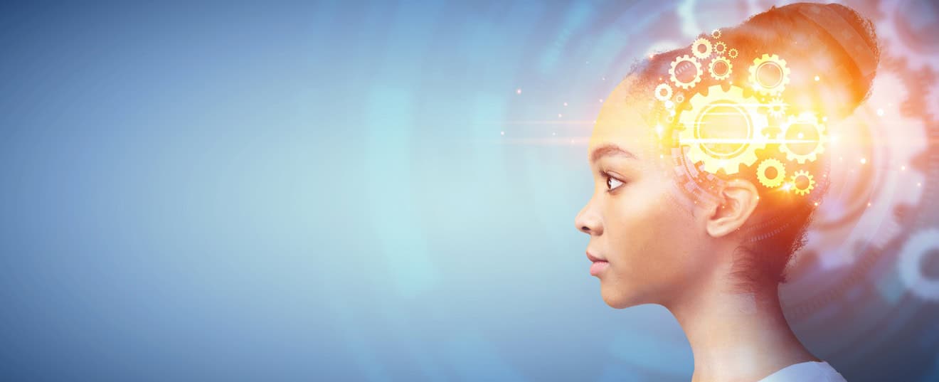 Human head with gears designed around it