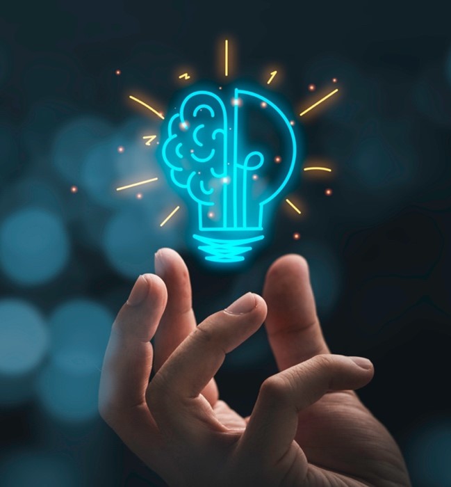 A hand trying to touch a digital icon