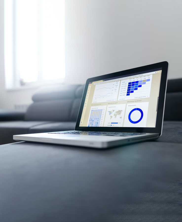 Laptop with analytics on the screen